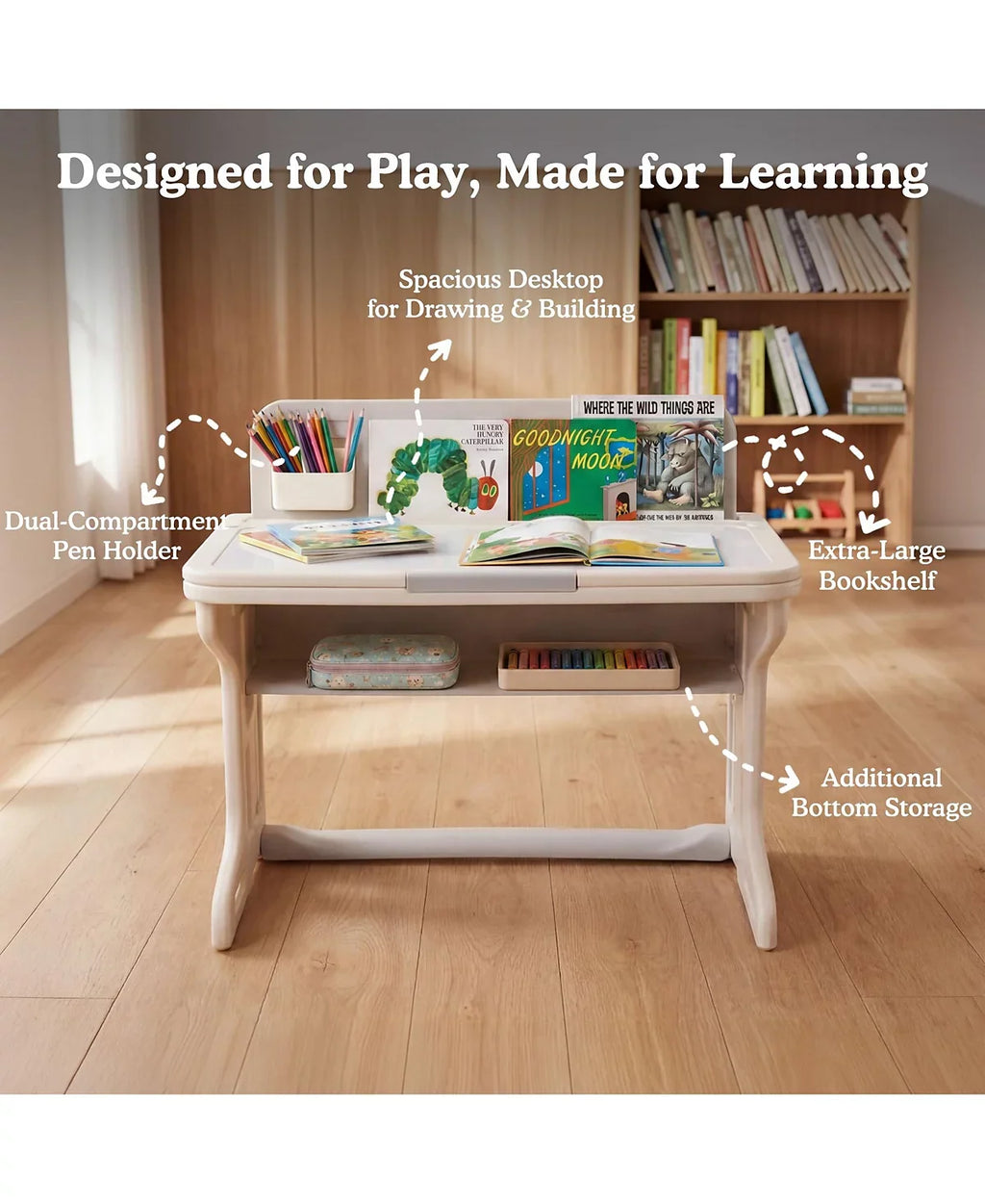 Kids Table and Chair Set, Activity Desk for Drawing, Reading, Building Blocks, and Play