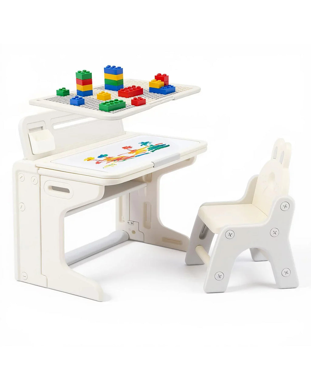 Kids Table and Chair Set, Activity Desk for Drawing, Reading, Building Blocks, and Play
