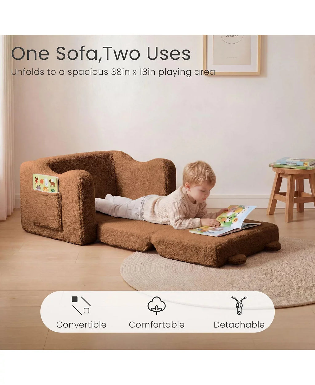 Convertible 2-in-1 Toddler Sofa Chair Baby Flip-Open Lounger Bed