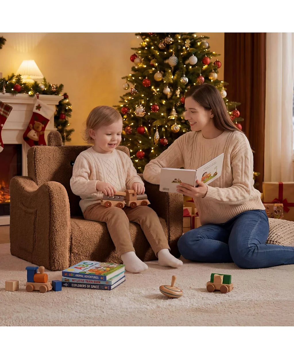Convertible 2-in-1 Toddler Sofa Chair Baby Flip-Open Lounger Bed