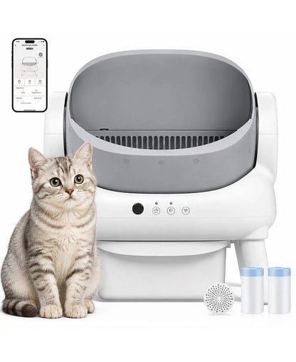 WiFi Self-Cleaning Litter Box for Multiple Cats Grey