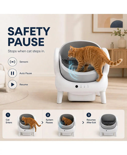 WiFi Self-Cleaning Litter Box for Multiple Cats Grey