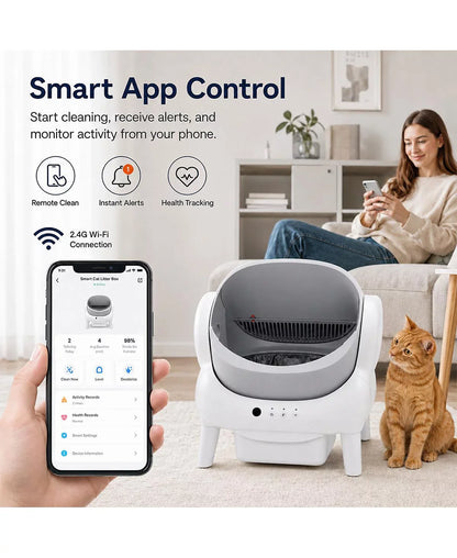 WiFi Self-Cleaning Litter Box for Multiple Cats Grey