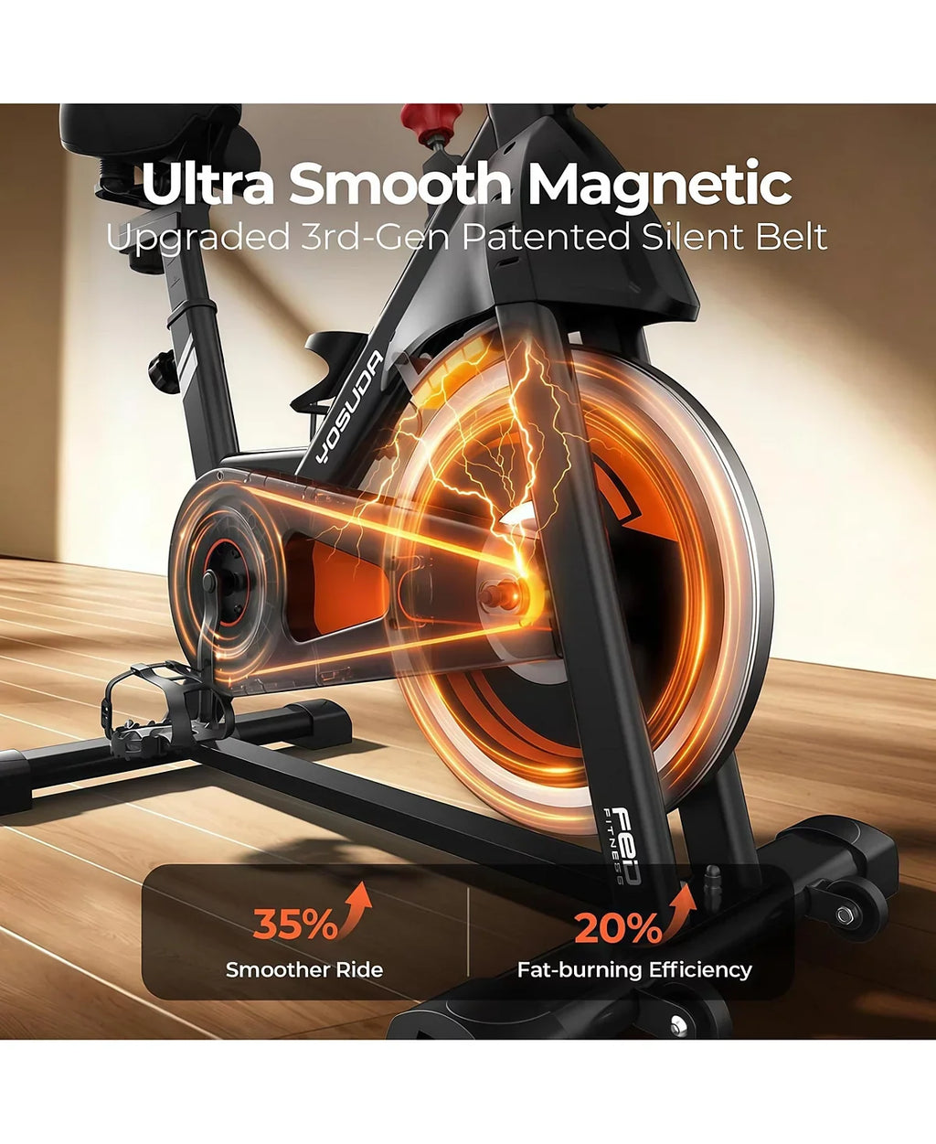 YOSUDA Pro L002C Magnetic Exercise Bike, Ultra-Quiet Stationary Bike with Upgraded Wide Memory Foam Seat, 100 Levels Magnetic Resistance