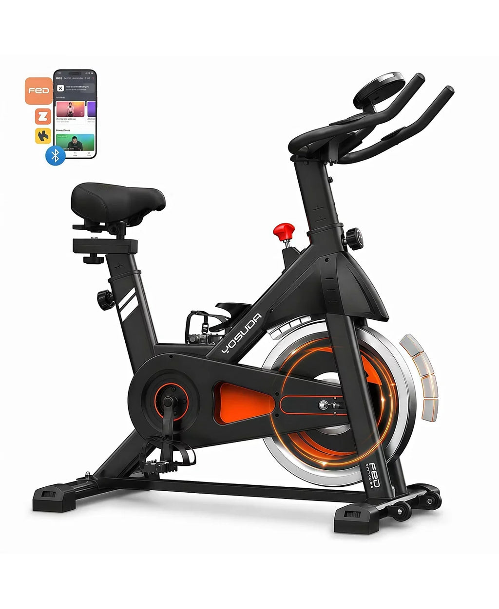 YOSUDA Pro L002C Magnetic Exercise Bike, Ultra-Quiet Stationary Bike with Upgraded Wide Memory Foam Seat, 100 Levels Magnetic Resistance