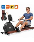 YOSUDA RM11 Magnetic Rowing Machine, FSC Solid Oak Frame, 132 lbs Resistance