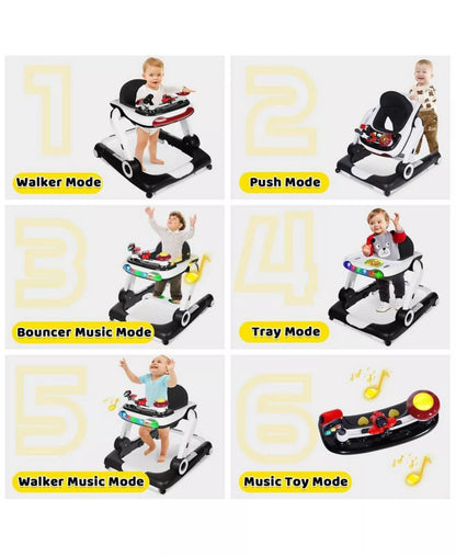 5-in-1 Baby Activity Walker with Music and Lights, Adjustable Height and Safety Bumper