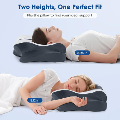 Cervical Neck Pillow for Pain Relief, Memory Foam Support for Side & Back Sleepers