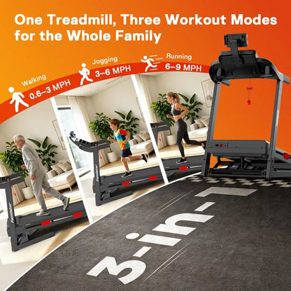 Folding Walking Pad Treadmill with 15% Auto Incline, 3.7HP Brushless Motor, 350 lbs Capacity, Quiet Treadmill for Home, 17” Wide Belt