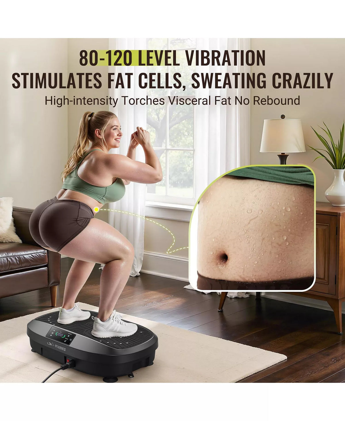 Vibration Plate Exercise Machine, 330 LBS Adjustable Speed High Intensity Vibration for Muscle Toning Weight Loss Lymphatic Drainage
