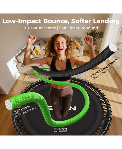 BT4 Soft Land Pro 40 Inch Bungee Trampoline, 500LBS Quiet Indoor Rebounder with Adjustable Tension and Phone Holder