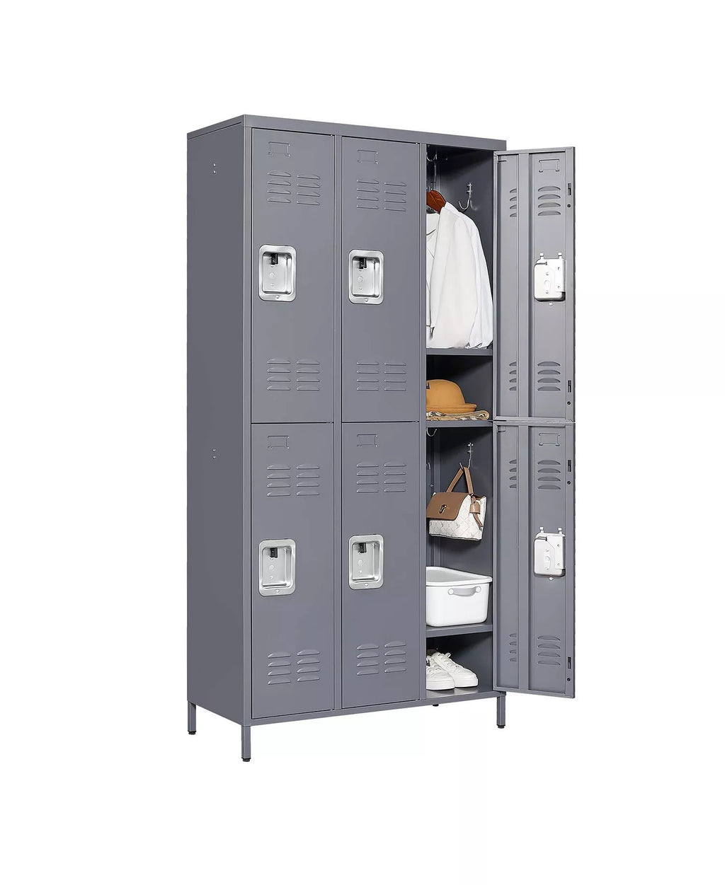 72"H 6-Door Metal Storage Locker - Secure Multi-Tier Employee and Gym Cabinet