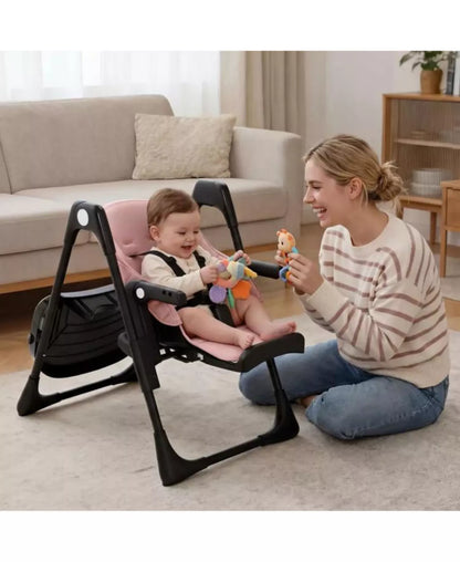 BabyKinder King Convertible Baby High Chair with Wood Grain Removable Double Tray and Easy Clean Design