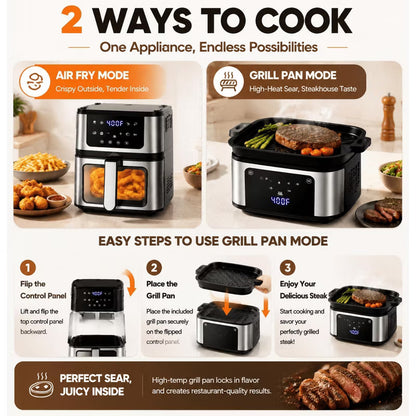 Air Fryer Clearance Sale,8 Preset Cookings, 7.5 QT Portable Airfryer, 8 in 1 Touch Screen, Visible Window, Including Air Fryer Paper Liners 100PCS