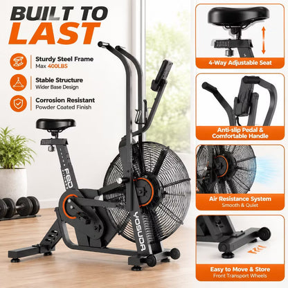 YOSUDA Air-Resistance Exercise Fan Bike, Air Bike with Dual Acction Handlebars&Dual-Layer Transmission System