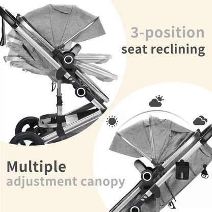 Cozi 2 Convertible Baby Stroller, Folding High Landscape Design with Adjustable Canopy and Diaper Bag