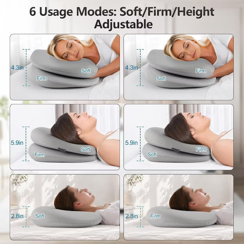DONAMA Cervical Memory Foam Pillow for Side Sleepers, Dual-Layer Soft and Firm Contour with Cooling Cover