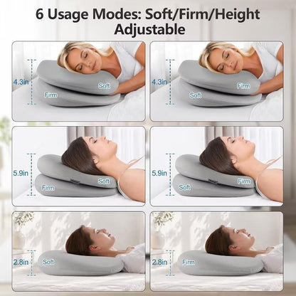 DONAMA Cervical Memory Foam Pillow for Side Sleepers, Dual-Layer Soft and Firm Contour with Cooling Cover