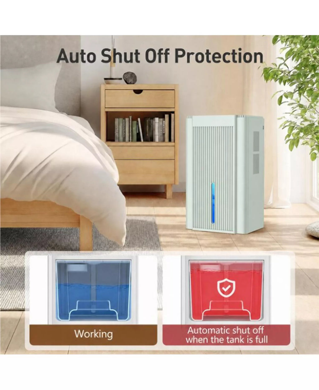 95-Oz. Dehumidifier with Auto Shutoff and 7-Color Ambient Light, Up to 1,000 Sq. Ft., White