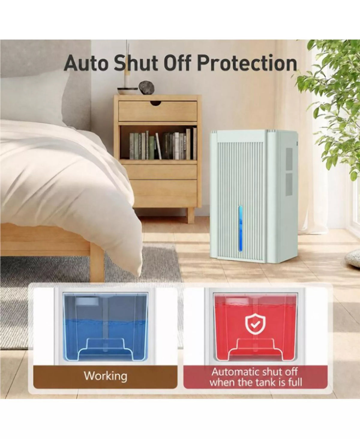 95-Oz. Dehumidifier with Auto Shutoff and 7-Color Ambient Light, Up to 1,000 Sq. Ft., White