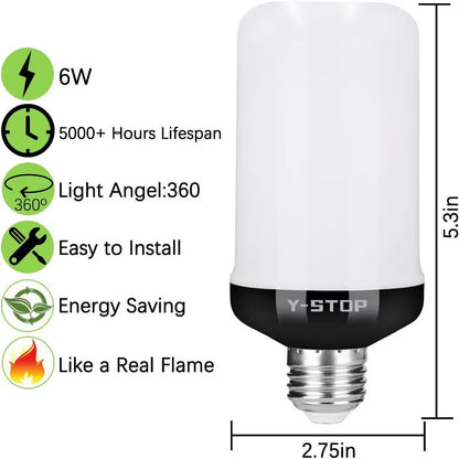 LED Flame Effect Light Bulbs 4-Pack, E26 Base, 4 Modes, Gravity Sensor