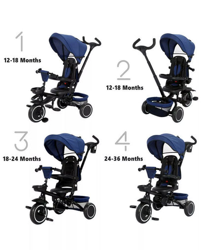 8-in-1 Kids Tricycle with Adjustable Push Handle, Canopy and Storage
