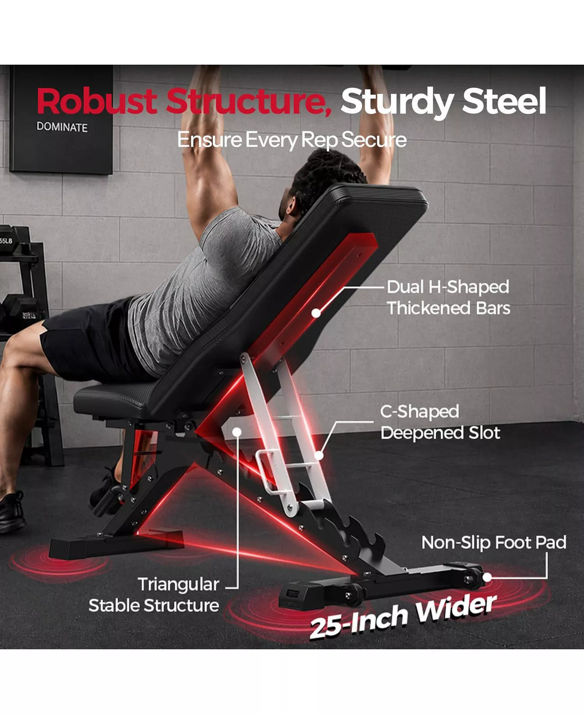 SPORTSROYALS Weight Bench, 1300LBS Commercial Adjustable Weight Bench