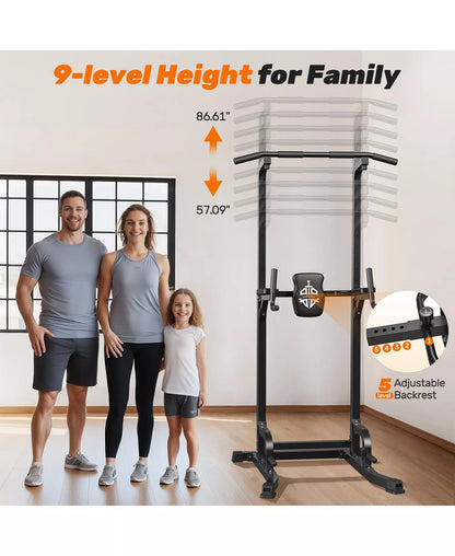 400LBS Power Tower, 10-in-1 Adjustable Pull Up Dip Station, Multi-Function Home Gym Strength Training Equipment