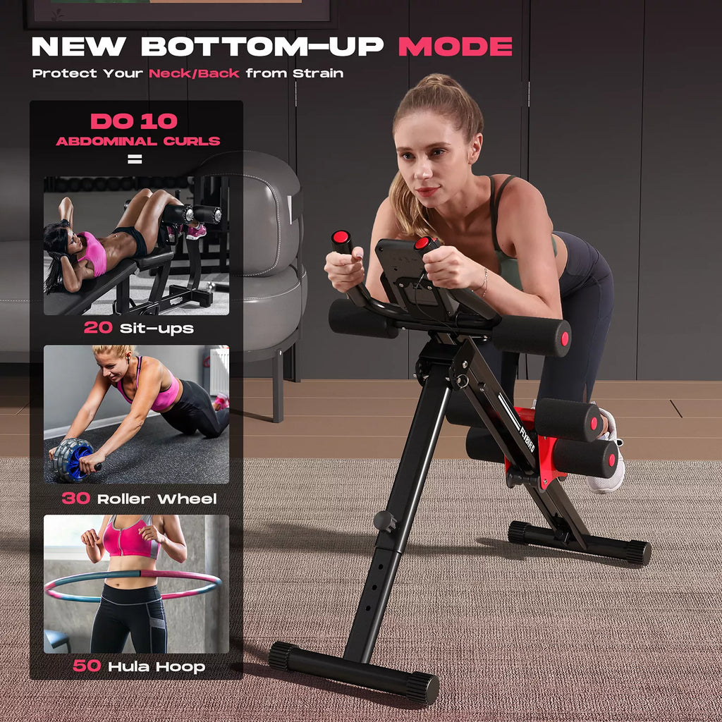 Adjustable Ab Workout Machine for Home Gym, Full Body Strength Training Exercise Equipment, Foldable Waist Trainer for Body Shaping