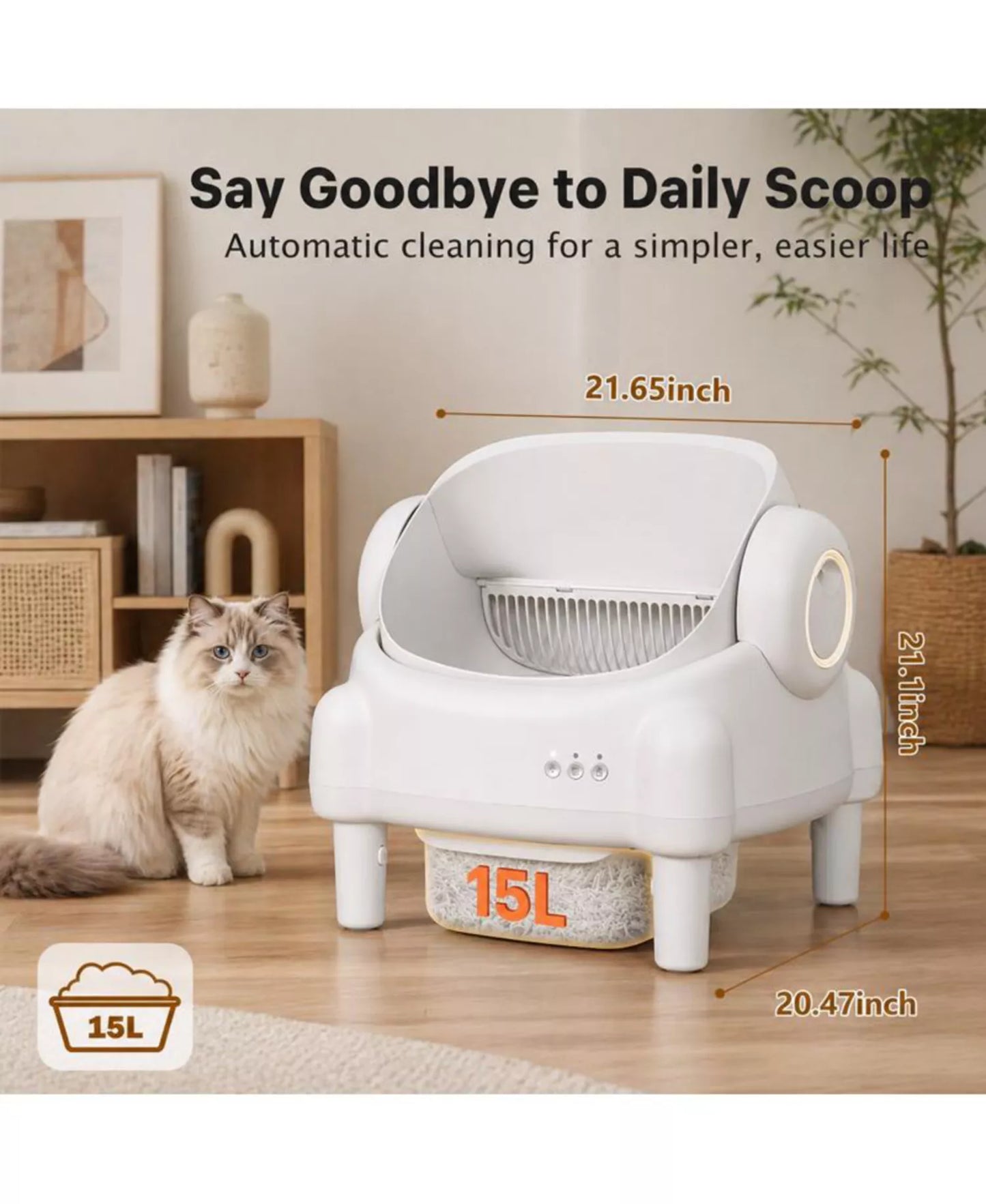 Automatic Self-Cleaning Cat Litter Box with App & Multi Anti-Pinch Safety Sensors