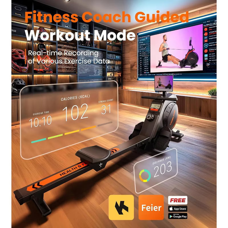 YOSUDA Plus Model Magnetic Rowing Machine for Home-Rower Machine Use with Bluetooth, App Supported, LCD Monitor, and Comfortable Seat Cushion