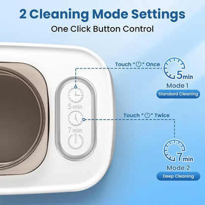 Ultrasonic Jewelry Cleaner with Dual Cleaning Modes and Stainless Steel Tank,White