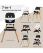 7-in-1 Convertible Baby High Chair with Removable Tray and 5-Point Harness