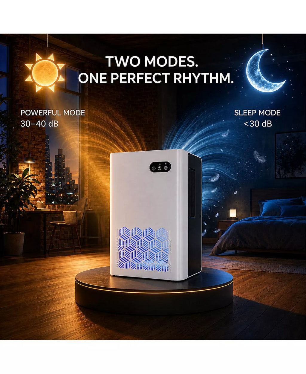 Dehumidifier for Pet Areas, 1000 Sq. Ft., 95-Oz Tank, 7-Color LED