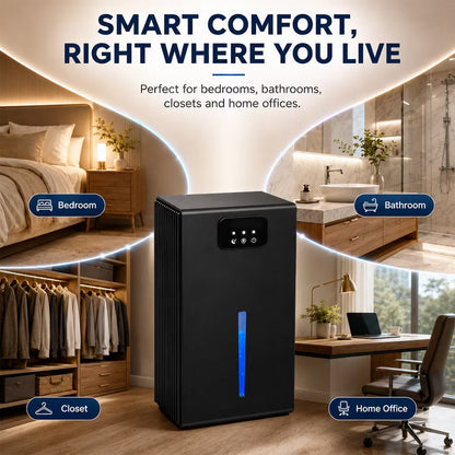 Quiet Portable Dehumidifier with Large Tank, Sleep Mode and Ambient Night Light,Black