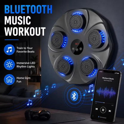 Music Boxing Machine with Gloves, Wall Mounted Bluetooth Trainer, 9 Modes and 9 Speeds,Black