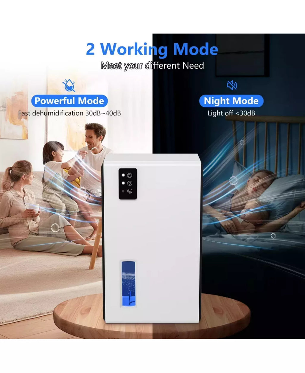95-Oz. Dehumidifier with Dual-Semiconductor System, Auto Shutoff and 9-Color Ambient Light, Up to 1,000 Sq. Ft.