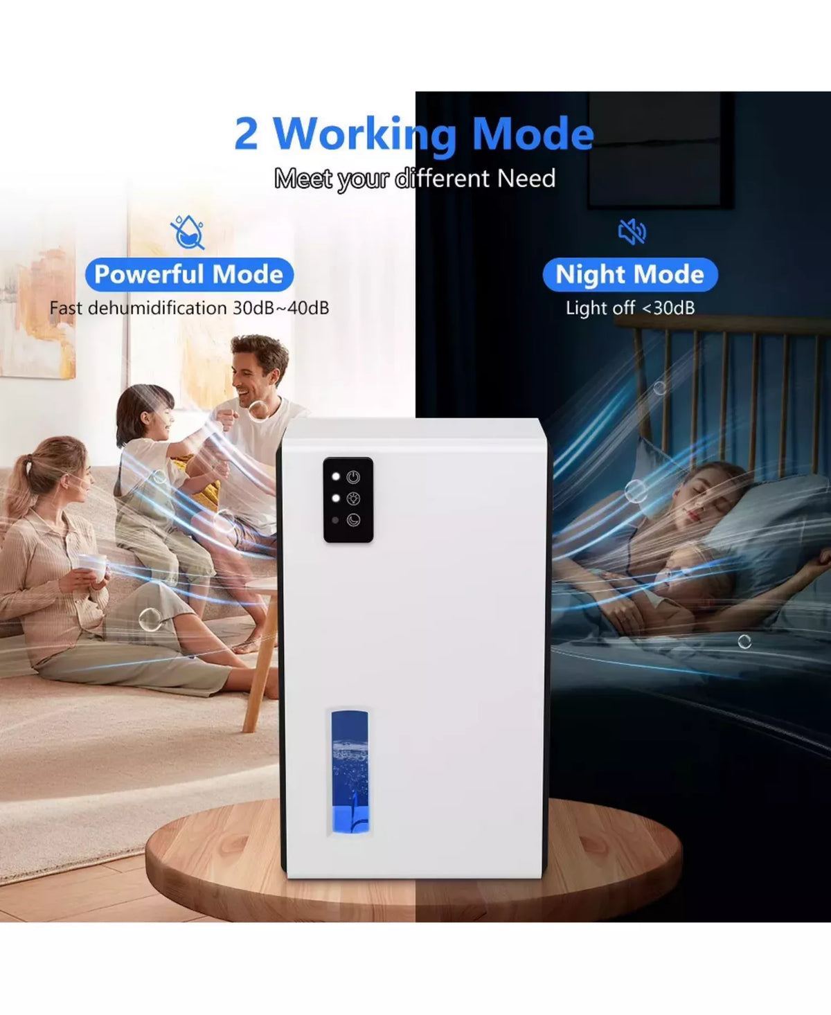 95-Oz. Dehumidifier with Dual-Semiconductor System, Auto Shutoff and 9-Color Ambient Light, Up to 1,000 Sq. Ft.
