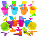 6-Pack Mini Beach Playsets, Play Set Includes 1 Sand Bucket, 1 Shovel, 1 Rake, and 1 Scoop, Birthday Treats for Boys and Girls, Party Favors for Kids and Toddlers, 3" Inch