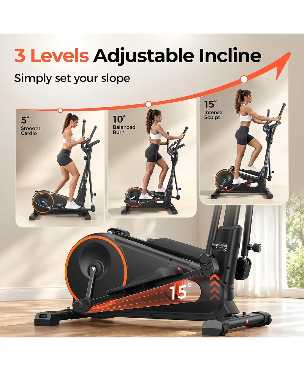 Yosuda EM6 Compact Elliptical Machine for Home, 16-Level Magnetic Resistance