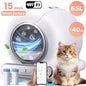 Self Cleaning Litter Box, 65 L+9L Automatic Cat Litter Box Self Cleaning for Multiple Cats, with Safety Protection, App Control,2 Roll Garbage Bags