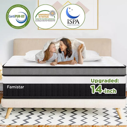 14" King mattress in a box, Cooling Memory Foam Mattress, Medium Firm, Motion Isolation, Pressure Relief, CertiPUR-US Certified