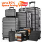 11-Piece Luggage Set: 4 Hardside Suitcases + 7 Packing Cubes, 360° Spinner Wheels, Password Lock,Nested Storage Design,Carry On Travel Set for Family