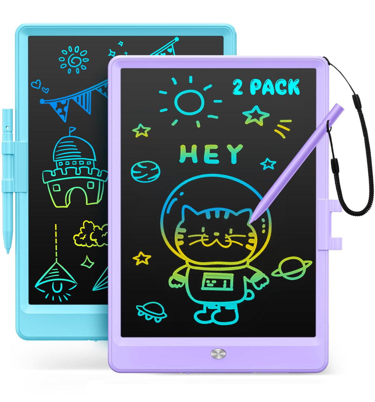 LCD Writing Tablet, 2Pack Reusable Drawing Pad for Kids, Colorful Doodle Board Kid Drawing Tablet, Educational Toddler Girl Toys, Birthday Gift Ideas for 3 4 5 6 7 8 Year Old Kids
