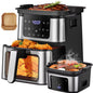 2-in-1 Air Fryer Grill Combo, Indoor Grill for Fries, 7.5 QT Capacity, 8 Digital Presets, Low-Oil Healthy Cooking, Clear Window