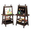 3 in 1 Kids Art Easel w/Storage, Double-Sided Magnetic Whiteboard & Chalkboard, Dry-Erase Board w/Paper Roller, Toddler Children Standing Easel for Painting & Drawing, Accessories, Coffee
