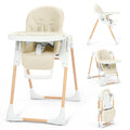 Kinder King Convertible High Chair for Babies & Toddlers, Adjustable Baby Feeding High Chair with Removable Double Tray, Simple Compact Fold for Space-Saving, 2 Built-in Wheels, Easy to Clean
