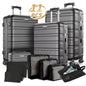 11-Piece Luggage Set: 4 Hardside Spinner Suitcases (14/20/24/28") + 7 Packing Cubes, Durable ABS+PC Lightweight Carry On Travel Set for Family, Black