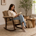 Mid Century Modern Rocking Accent Chair with Wooden Frame, Upholstered Reading Armchair for Living Room Bedroom Nursery and Cozy Home Spaces