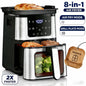 8-in-1 Air Fryer, Grill Plate/Air Fryer Mode,7.5Qt Air Fryers with Digital LED Touch Screen,8 Preset Cookings,95% Less Oil, 100Pcs Liner